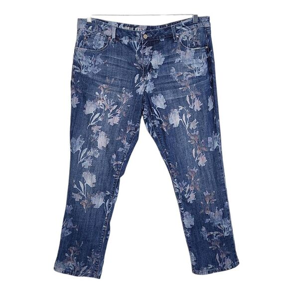 Laurie Felt Floral Cropped Jeans Size 16 Petite Classic Boyfriend Jeans - Picture 1 of 12